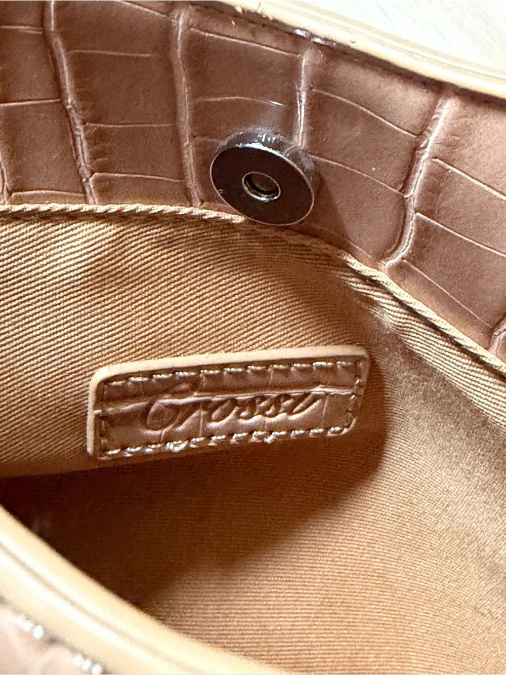 Y2K style light tan faux crocodile Shoulder Bag minimalist European summer - Picture 6 of 7